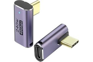 GELRHONR Adapter USB C pod kątem prostym, konwerter USB 4 Gen3 typu C, obsługuje 240 W 40 Gb/s, 8K przy 60 Hz 4K przy 120 Hz wideo, kompatybilny z Thunderbolt 3, koncentratorem, tabletem, laptopem,