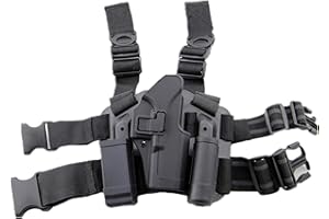 JOYASUS Étui de Jambe de Baisse de Pistolet Tactique Airsoft Tactique réglable étui de Jambe Droite de Cuisse avec Pochette de Lampe de Poche de Magazine pour Glock 17 19 22 23 31 32