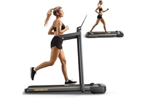 HOMETRO 3.0HP Treadmills for Home Foldable, 2 in 1 Walking Pad & Running Machines for Home/Office 135kg, Dual LED Touch Screens Under Desk Treadmill, App& Remote Control, Assembly-Free