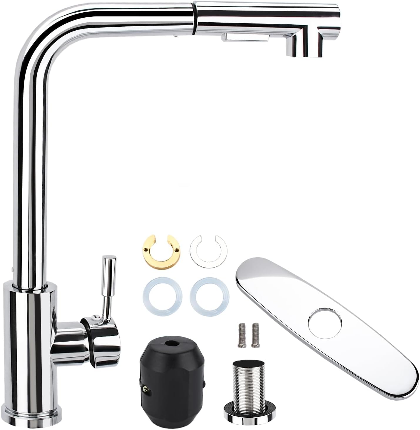 YUTUY Grifo Cocina Extraible,Grifos Cocina Fregadero Giratorio 360°,Grifo de Cocina Extensible,Fregadero Monomando con 2 Modos de Rociador,Extensible,Acero Inoxidable