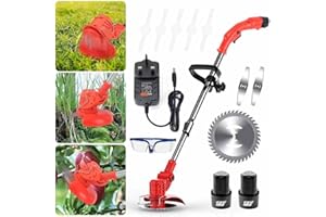 MarysDe@lz Cordless Electric Strimmer Grass Trimmer Weed Cutter Garden Edger+ 2 Battery 3-In-1 trim or edge 12V Lithium Ion cordless string trimmer