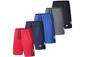 fovdtaa Lot de 5 shorts de sport pour homme avec poches et taille élastique, séchage rapide, shorts de course à pied