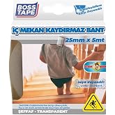 Boss G&uuml;venli Y&uuml;zey Zemin Kaydirmaz Bant, 25 mm x 5 m, Seffaf