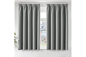 TOPICK Blackout Thermal Insulated Curtains for Bedroom 66 x 54 Inch Long, Room Darkening Pencil Pleat Curtains & Drapes for Living Room, Light Blocking Window Curtain 2 Panels, Light Grey