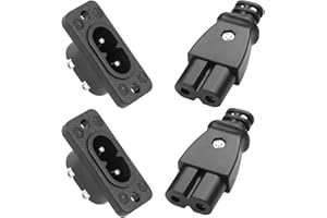 CLKE 4 szt. IEC320 C8 C7 2-biegunowa wtyczka i gniazdo IEC moduł wlotowy moc złącze gniazdo proste 250 V AC 2,5 A wtyczka urządzenia gniazdko AC adapter montażowy śrubowy