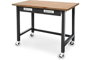 Seville Classics UltraHD® Établi en bois avec 2 tiroirs, pour garage, bureau, atelier, 121,9 x 62,7 x 95 cm, Graphite