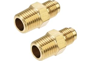 sourcing map 2 stycken mässingsrörskruvar, SAE 45 grader 1/4 tum flare till 1/4 tum NPT yttergänga, slangadapter, slanganslut