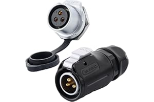 CNLINKO LP-20 Conector impermeable IP68 para cable Conector circular industrial Conector antiinterferencias Conector de aviación estanco de liberación rápida M20 2-12 Pines Zócalo roscado (3 Pines)
