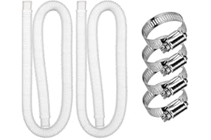 Settoo 2 piezas Manguera de Piscina de 32mm Piscina Manguera de Repuesto con 4 Abrazaderas Metálicas,para Piscinas Sobre el Suelo(150x3.2cm)