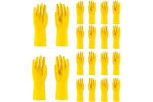 HOMESHOPA.COM HOMESHOPA Medium Yellow Rubber Gloves, 10 Pairs - Non Slip Kitchen Dishwashing Gloves with Cotton Lining, Flexible Long Sleeves, Reusable Waterproof
