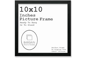 BARGAIN SHOP AZ 10x10 Inches Black Square Photo & Picture Frame Home Decor Poster Frame (10x10 Inches, Black)