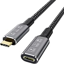 USB C Extension Cable 0.6FT - 10Gbps Data & 100W Fast Charging Type-C Extender