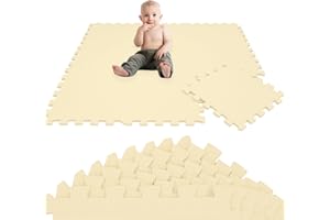 LittleTom 9 Pièces Tapis de Sol Bébé dès Le Premier Mois - 30x30 cm Dalles en Mousse EVA - Surface de Jeu Douce pour l'Éveil - Carrés Puzzle Antidérapants - Revêtement pour la Chambre des Petits