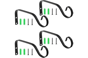 FESSOSKO 4 Pièces Suspension Plante Exterieur, Support pour Plantes Dintérieur en Fer, Porte Plante Mural avec Accessoires de Fixation pour Pots de Fleurs, Nichoirs et aAppliques, Noir