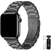 Apple Watch 42mm 44mm 45mm 49mm 12345678 Se Ultra Seri Paslanmaz &Ccedil;elik Kordon Ve Ayarlama Aparatı Siyah