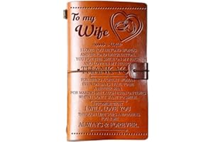 WELSKY Anniversary Wedding Gifts for Her -to My Wife Birthday Gifts Card Leather Journal 144 Pages -Notebook Travel Diary Gifts for Wife Christmas Valentines Day Presents for Wife