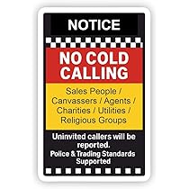 Trading Standards: No Cold Callers CCTV in Use | Junk Mail/Cold Caller Signs | General Information Signs