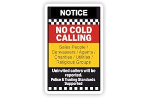 INKATI No Cold Callers Self-Adhesive Sticker For Front Door or Window/Effective Deterrent for Nuisance Canvassers, Salesman, Hawkers, Agents etc/Weatherproof Removable & Wipeable / / /