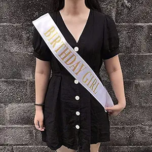 DIGITAL COMM Birthday Girl with Golden Color Glitter Birthday? Sash Gifts Party Accessories