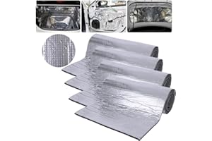 TRAFAGALA Dämmmatte auto Dämmung Stärke Selbstklebende Dämmschaummatte Motorraumdämmung Schalldämmung Schaumstoff Fahrzeug-Isolierung Isoliermatte ,200x50x1cm,4 stück silber