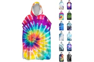 Surwin Hooded Beach Towel Poncho for Adult Unisex, Personalised Printing Hooded Microfiber Changing Robe Hooded Robe Bathrobe Swimming Summer Surfing Beach Towel Travel