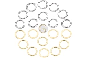 SUNSK Mosquetones Redondos Hebillas de Resorte Anillo de Clip Enganches para Bolsa Llaveros 20 Piezas (oro y plata)