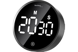 technoline modern kort tidsklocka, kökstimer, nedräkningstimer, digital, rund, belysning (ECO), touch, högglansig