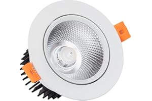 LEDKIA LIGHTING Spot LED Downlight COB Orientable Rond 12W Blanc Coupe Ø 90mm No Flicker Blanc Chaud 2700K 60º