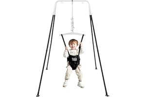 FUNLIO Baby Türhopser mit Ständer für 6–24 Monate, Baby Hüpfschaukel mit Gestell für Drinnen und Draußen, Tür Schaukel/Hängeschaukel für Kleinkinder mit Verstellbarer Kette - Schwarz