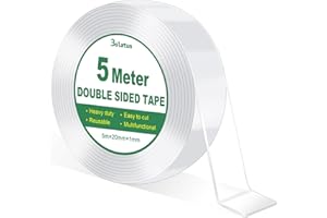 Bolatus Dwustronna taśma klejąca, przezroczysta, bardzo mocna, nano, dwustronna, dwustronna, cienka, do domu, kuchni, samochodu lub uniwersalnej (1 rolka)