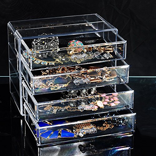MJARTORIA Organizer Acryl Kosmetik Make Up Aufbewahrung Ordnungsständer Schubladenbox 4 Sortierkasten - 3