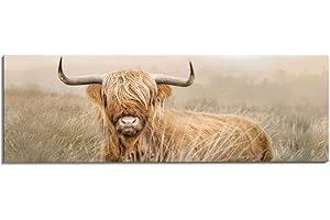 REINDERS Wandbild, Hochlandrind, Wohnzimmer, Poster, Wanddeko, Room Decor, Holz, Beige, 52x156cm