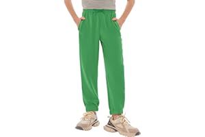 Haloumoning Pantaloni da allenamento per ragazzi, vestibilità normale, per bambini, leggeri, tinta unita, pantaloni casual, per il tempo libero, con elastico in vita e tasche