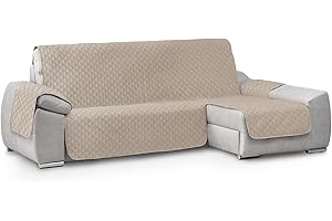 TEXTIL-HOME Textilhome Funda Cubre Sofá Chaise Longue Circus – Protector de Sofá Acolchado, Brazo Derecho (240 cm), Lavable y Resistente contra Manchas y Desgaste – Color Beige (Visto de Frente)