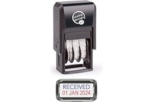 STAMP DESIGN 4U Self Inking Changeable Date Stamp - Received Date Stamp in Blue and Red Ink
