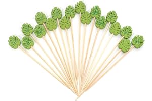 FLZONE Bastoncini da Cocktail,100 Pezzi Stuzzicadenti in Legno per Cocktail Antipasti Frutta Dessert Forniture per Feste Spiedino di Frutta-Foglie di Palma