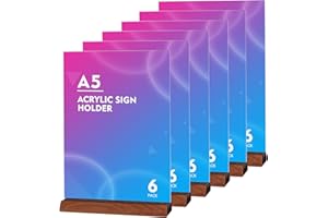 SOYIRI Lot de 6 x A5 Présentoirs de table Forme de T,Support pour Menu en Acrylique Transparent pour les, les restaurants,Menus