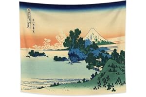 YONGFOTO Arazzo da Parete Giapponese Monte Fuji 36 Viste Camera Tappezzerie Shichiri Beach in provincia di Sagami Montagna Muraria Japones Poster Pittura Tradizionale Hokusai 180x160cm