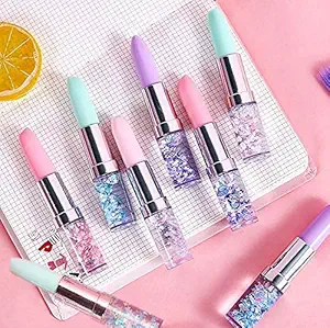 Lipstick Themed Blue Gel Pens For Kids/Stationery Sets/Birthday Return Gift Items Best Pocket Pen Small and Cute Pen for Girls for Beauty Lover (Random Color) (6)