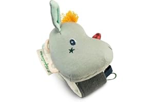 LILLIPUTIENS - Sonaglio Braccialetto in Cotone bio Joe Il Drago - Giocattolo sensoriale Morbido per Polso o Caviglia con Campanellino e Carta stropicciata - per Neonati dai 1 Mese - 83388