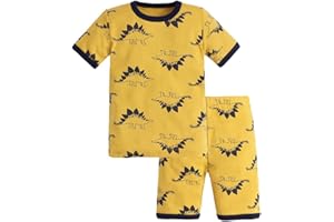 MORBUYSHOP Pijama Corto de Verano para Niño, Morbuy bebé Niño Dos Piezas Conjunto de Pijamas 100% Algodón Camisa de Manga Corta Camisetas y Pantalones Cortos Conjunto 3-8 Años