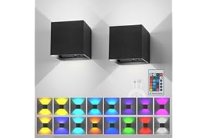 ‎SENFAY SENFAY LED Akku Wandleuchte Innen, Kabellos USB-C Aufladbare Batterie Wandlampe, Dimmbare Wandleuchte mit Fernbedienung, RGB Wandbeleuchtung 4 Modi 16 Farben, Wandleuchte für Schlafzimmer Treppenhaus