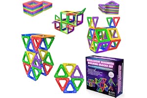 Magnetiska plattor byggstenar leksak – STEM pedagogiska magnetiska block för barn, kreativitet förskola lära sig sensorisk Montessori småbarn magnetiska leksaker för pojkar och flickor 3+ år gamla