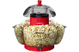 Cecotec Máquina de Palomitas Eléctrica Fun&Taste P'Corn Lotus. Palomitero de 1200 W, Palomitas Listas en 2 Mins, Incluye 4 Recipientes Extraíbles, Capacidad Total de 4,5 L, Rojo