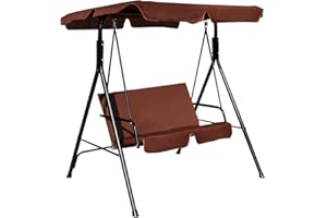 GIANTEX - Balancín de jardín de 2 plazas con techo resistente a los rayos UV, impermeable, inclinación ajustable, 140 x 120 x 153 cm, ideal para jardín, terraza (café)