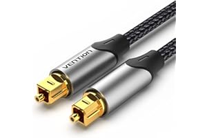 VENTION Câble Optique Audio, 2m Cable Optique Toslink (Nylon Tressé, 24K Plaqué Or) Câble Audio Optique pour Home Cinema, TV, Barre de Son, PS4, Xbox, Samsung, Bose, Sony