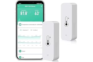 RISOON Sensore termometro igrometro WiFi: monitor intelligente di umidità della temperatura, con monitor remoto e allarme di notifica APP TUYA,funziona con Alexa