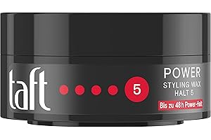 Taft Styling Wax Power con grado de retención 5 (75 ml), estructurado como una cera para el cabello y se mantiene como un gel para el pelo, sin pegar, para hasta 48 h de potencia