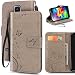 Produktbild Galaxy S5 Mini Hülle, Korecase Samsung Galaxy S5 Mini Taschen Schutzhülle Drucken Schmetterling Muster Leder TPU Combo Bumper Tasche Schutzhülle Folio Magnetverschluss Flip Case Wallet Taljereep Taschen Hülle mit Kartenfach und Standfunktion (Grau)