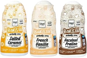 LINENVALE The Skinny Food Coffee Flavour Vegan Syrup Bundle Pack - Salted Caramel, French Vanilla & Hazelnut Praline Concentrate with sweetener 60ml x Pack of 3